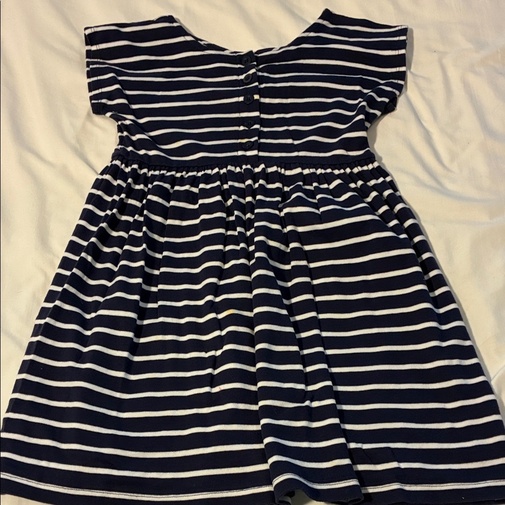 Hanna Andersson Navy and White Striped Knit Dress